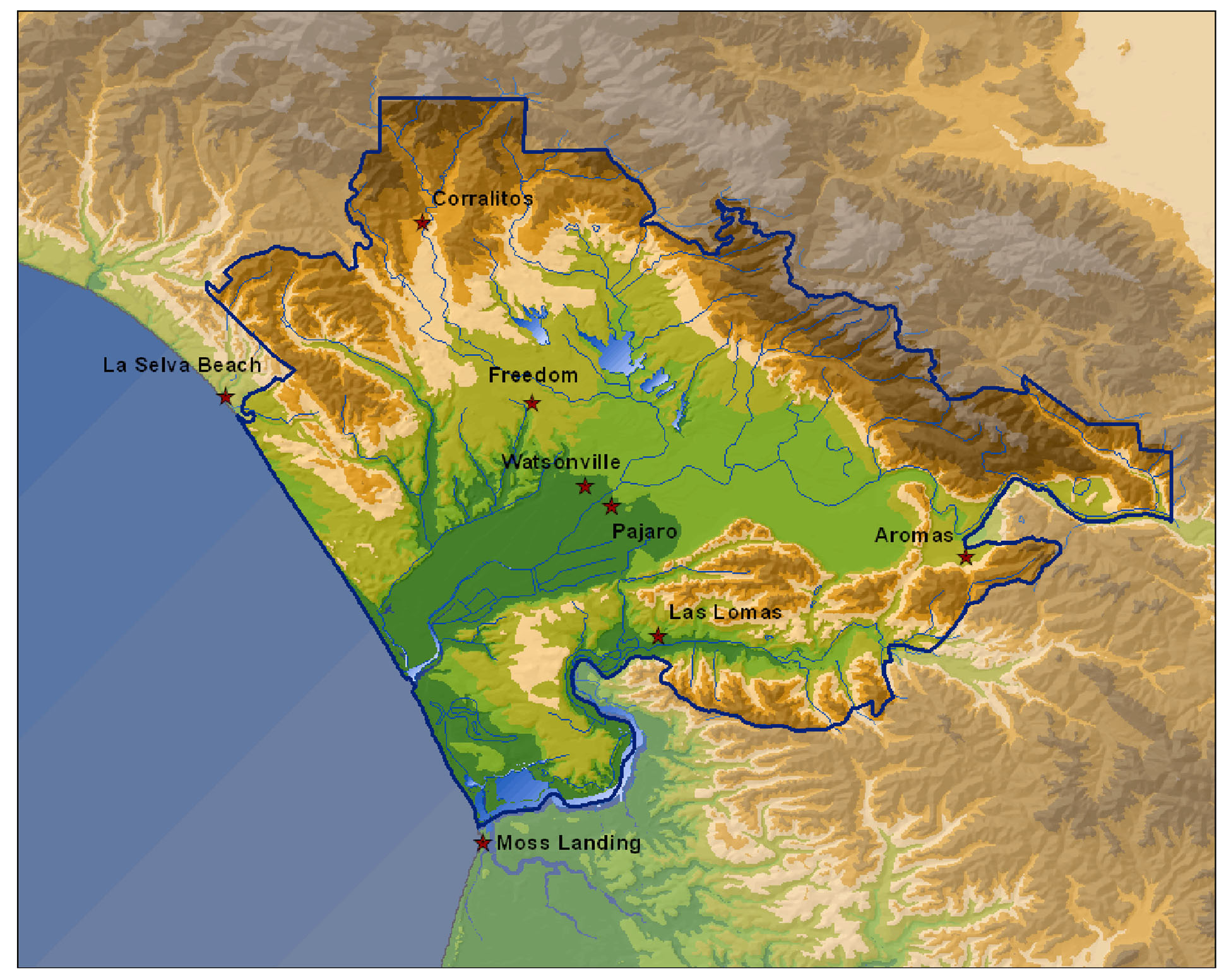 Boundaries of Pajaro Valley copied from the PVWMA Revised Basin Management Plan  [1]